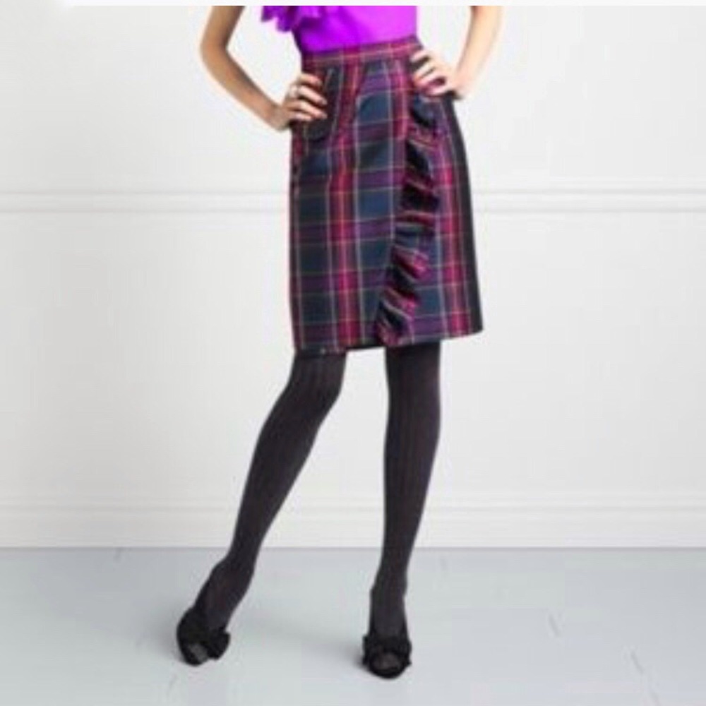 Kate Spade Bernice Ruffle Plaid Skirt